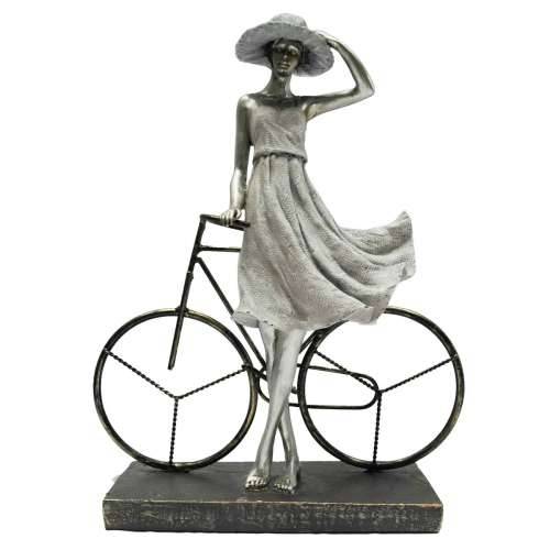 Ukrasna figura DKD Home Decor Dama Srebrna Bicikl Metal Smola (27,5 x 9,5 x 34,5 cm) Cijena