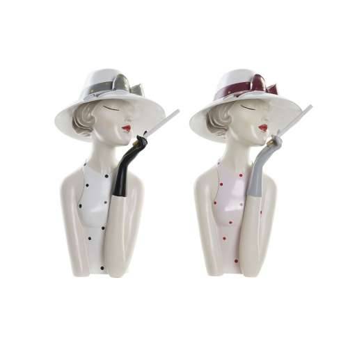 Ukrasna figura DKD Home Decor 18,5 x 15 x 31 cm Dama Roza Bijela (2 kom.) Cijena