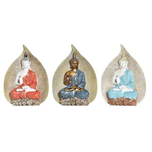 Ukrasna figura DKD Home Decor Plava Crvena Oranžna zlatan Buda Orijentalno 15,5 x 5 x 20,7 cm (3 kom.) Cijena