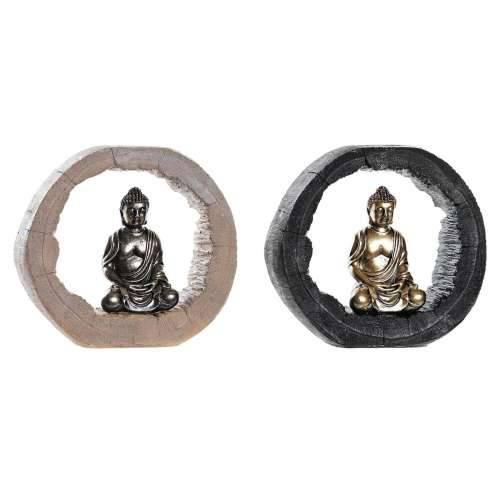 Ukrasna figura DKD Home Decor Crna zlatan Buda Orijentalno 20,8 x 6 x 18,5 cm (2 kom.) Cijena