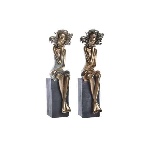 Ukrasna figura DKD Home Decor 9 x 10 x 35 cm Dama Crvena zlatan Turkizno (2 kom.) Cijena