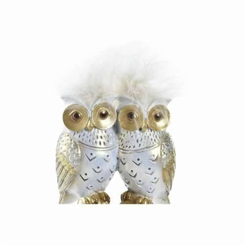 Ukrasna figura DKD Home Decor Bijela zlatan Sove 10 x 8 x 7 cm Cijena