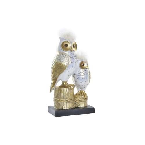 Ukrasna figura DKD Home Decor 14,5 x 9 x 26 cm Sova zlatan Bijela Cijena