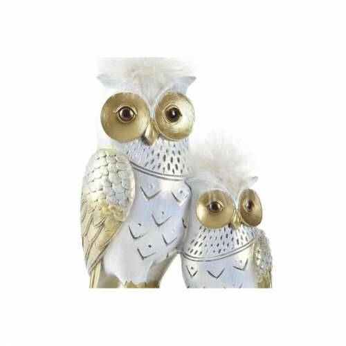 Ukrasna figura DKD Home Decor 14,5 x 9 x 26 cm Sova zlatan Bijela Cijena