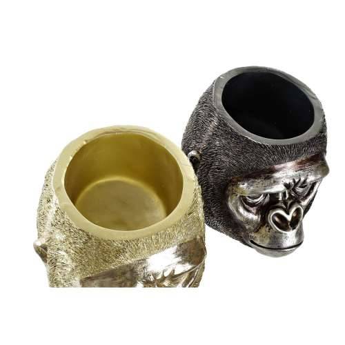 Ukrasna figura DKD Home Decor 20 x 24,5 x 18,5 cm Srebrna zlatan Kolonijalni Gorila (2 kom.) Cijena
