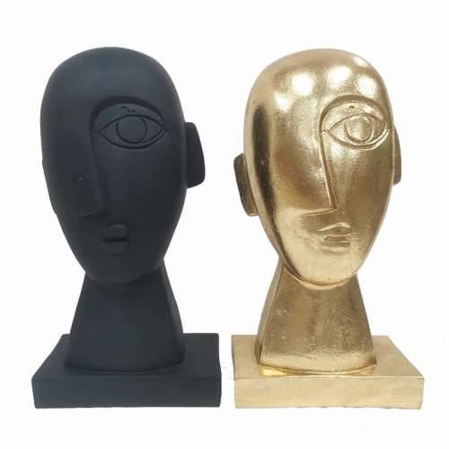 Ukrasna figura DKD Home Decor Lice Crna zlatan 14,5 x 10,5 x 27,5 cm (2 kom.) Cijena