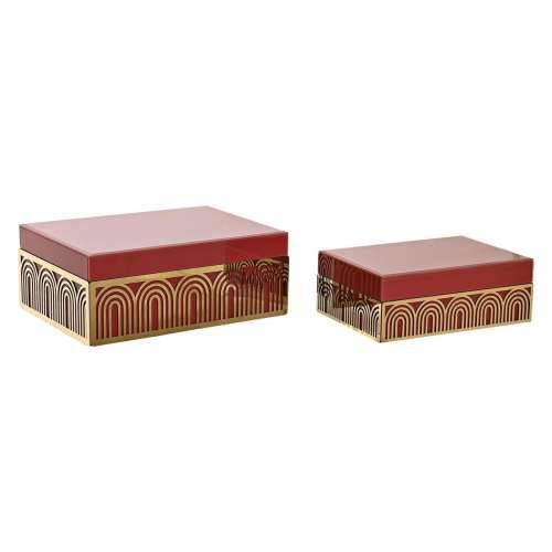 Kutija za nakit DKD Home Decor Metal Kristal Crvena zlatan Drvo MDF 25 x 18 x 10 cm (2 kom.) Cijena
