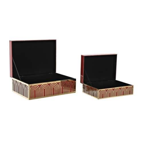 Kutija za nakit DKD Home Decor Metal Kristal Crvena zlatan Drvo MDF 25 x 18 x 10 cm (2 kom.) Cijena