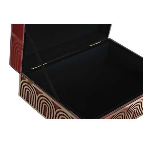 Kutija za nakit DKD Home Decor Metal Kristal Crvena zlatan Drvo MDF 25 x 18 x 10 cm (2 kom.) Cijena