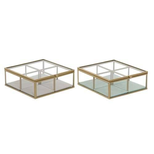 Kutija za nakit DKD Home Decor Zelena Svjetlo siva Metal Kristal 15 x 15 x 5,5 cm (2 kom.) Cijena