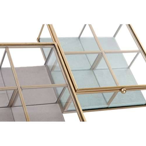 Kutija za nakit DKD Home Decor Zelena Svjetlo siva Metal Kristal 15 x 15 x 5,5 cm (2 kom.) Cijena