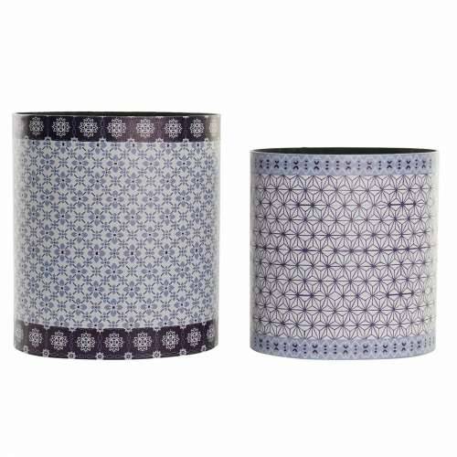 Koš za Papir DKD Home Decor Plava Bijela Drvo Platno Vintage Cijena