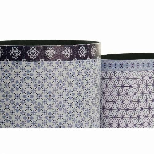 Koš za Papir DKD Home Decor Plava Bijela Drvo Platno Vintage Cijena