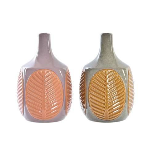 Vrč DKD Home Decor Smeđa Roza Gres Keramika Biljni list 17 x 17 x 26 cm (2 kom.) Cijena
