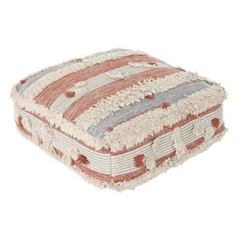 Puff DKD Home Decor Bijela Oranžna Crte Boho 60 x 60 x 25 cm (2 kom.) Cijena
