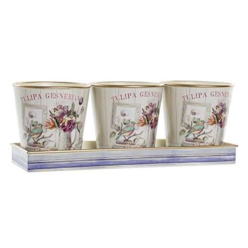 Set Tegli DKD Home Decor Roza zlatan PVC Aluminij Shabby Chic 38 x 13 x 14 cm (3 Dijelovi) Cijena