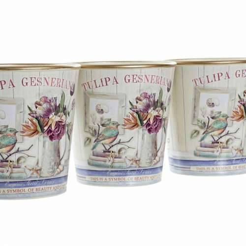 Set Tegli DKD Home Decor Roza zlatan PVC Aluminij Shabby Chic 38 x 13 x 14 cm (3 Dijelovi) Cijena