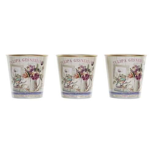 Set Tegli DKD Home Decor Roza zlatan PVC Aluminij Shabby Chic 38 x 13 x 14 cm (3 Dijelovi) Cijena