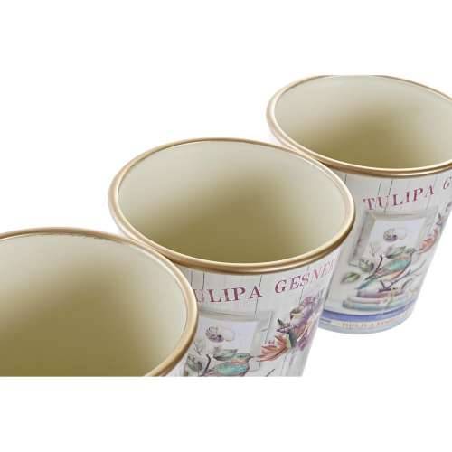 Set Tegli DKD Home Decor Roza zlatan PVC Aluminij Shabby Chic 38 x 13 x 14 cm (3 Dijelovi) Cijena