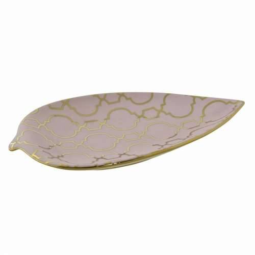 Stolni ukras DKD Home Decor 27,5 x 16 x 3 cm Roza zlatan Orijentalno kromirano Biljni list Cijena