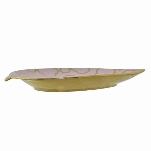 Stolni ukras DKD Home Decor 27,5 x 16 x 3 cm Roza zlatan Orijentalno kromirano Biljni list Cijena