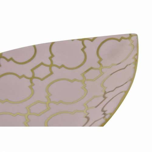 Stolni ukras DKD Home Decor 27,5 x 16 x 3 cm Roza zlatan Orijentalno kromirano Biljni list Cijena