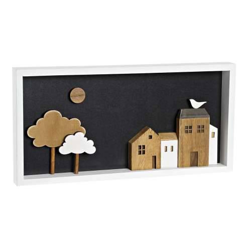 Zidni Ukras DKD Home Decor Bijela Smeđa Kuće gradski 40 x 3,5 x 20 cm Cijena