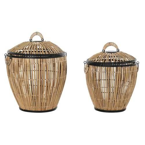 Set Košara DKD Home Decor Crna Prirodno Metal Ratan 48 x 48 x 55 cm (2 kom.) Cijena