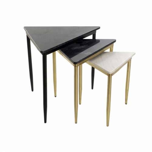 Set 3 stolića DKD Home Decor Bijela Crna Zelena zlatan 68 x 46,5 x 53 cm Cijena