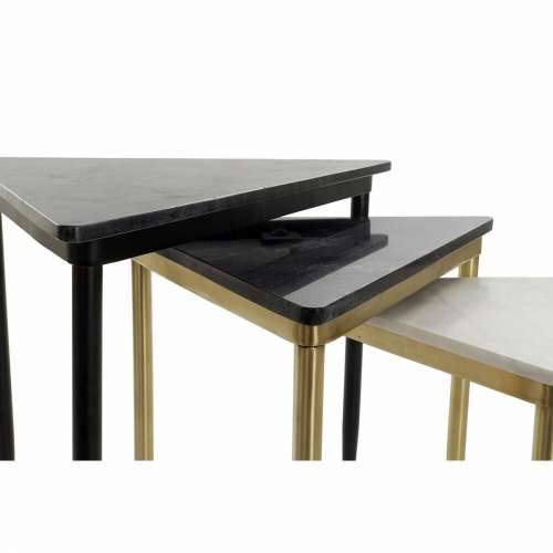 Set 3 stolića DKD Home Decor Bijela Crna Zelena zlatan 68 x 46,5 x 53 cm Cijena