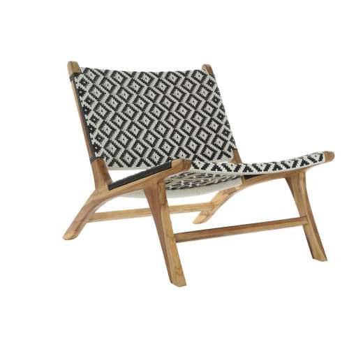 Dārza krēsls DKD Home Decor Bijela Crna Prirodno PVC Tikovina 65 x 80 x 68 cm Cijena