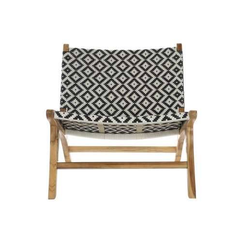 Dārza krēsls DKD Home Decor Bijela Crna Prirodno PVC Tikovina 65 x 80 x 68 cm Cijena