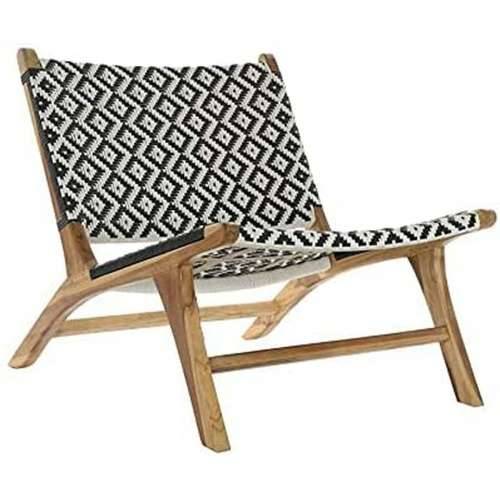 Dārza krēsls DKD Home Decor Bijela Crna Prirodno PVC Tikovina 65 x 80 x 68 cm Cijena