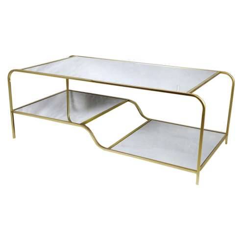 Stolić za dnevni boravak DKD Home Decor Glamour zlatan Metal Ogledalo 120 x 60 x 45 cm Cijena