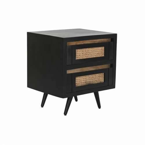 Noćni ormarić DKD Home Decor Crna Prirodno Ratan Drvo Manga 50 x 40 x 55 cm Cijena
