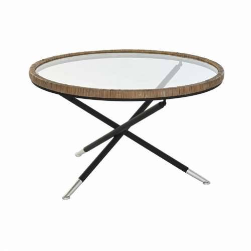 Pomoćni stolić DKD Home Decor 80 x 80 x 48 cm Kristal Prirodno Srebrna Crna Metal Cijena