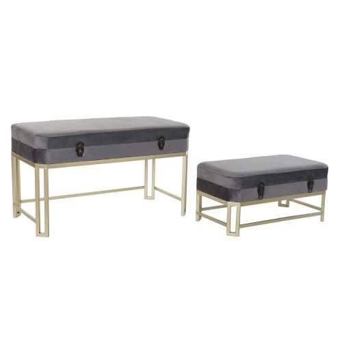 Stolac DKD Home Decor   Siva zlatan Metal Baršun (80 x 40 x 47 cm) Cijena