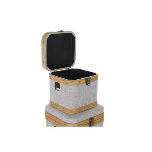 Set ukrasnih kutija DKD Home Decor Siva Drvo Poliester (3 pcs) Cijena
