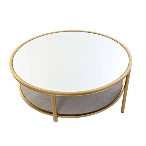 Stolić za dnevni boravak DKD Home Decor Glamour zlatan Metal Ogledalo 87 x 87 x 48 cm Cijena