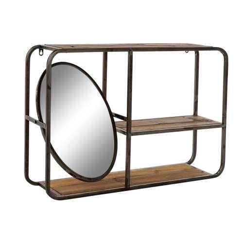Polica DKD Home Decor Crna Tamno smeđi Drvo Metal Ogledalo 73 x 19 x 50 cm Cijena