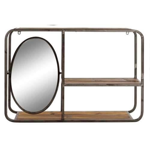 Polica DKD Home Decor Crna Tamno smeđi Drvo Metal Ogledalo 73 x 19 x 50 cm Cijena