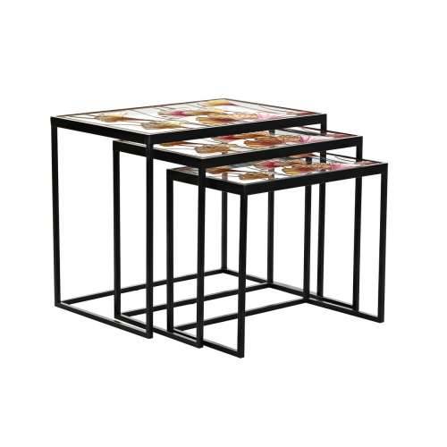 Set od tri stolice DKD Home Decor Rumena Crna Roza zlatan 60 x 40 x 50 cm Cijena