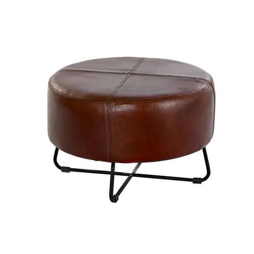 Naslonjač za Noge DKD Home Decor Crna Metal Smeđa Koža (55 x 55 x 37 cm) Cijena