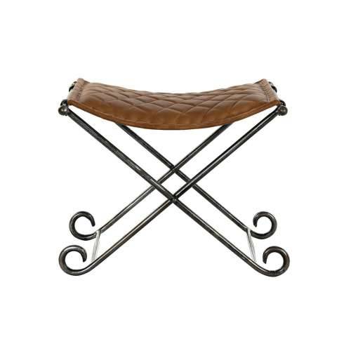 Foot-of-bed Bench DKD Home Decor Crna Metal Smeđa Koža (53 x 45 x 44 cm) Cijena