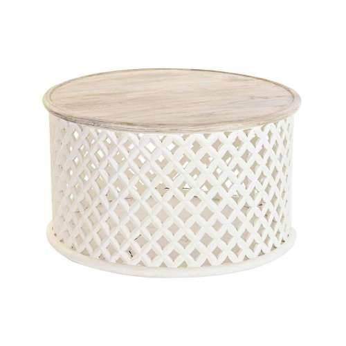 Stolić za dnevni boravak DKD Home Decor Bijela Prirodno Aluminij Drvo Manga 81 x 81 x 45 cm Cijena