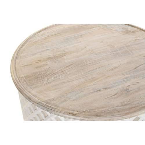 Stolić za dnevni boravak DKD Home Decor Bijela Prirodno Aluminij Drvo Manga 81 x 81 x 45 cm Cijena