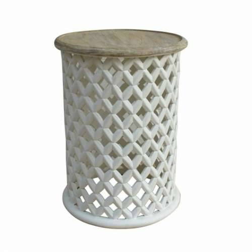 Pomoćni stolić DKD Home Decor Bijela Prirodno Drvo Manga 45 x 45 x 62 cm Cijena