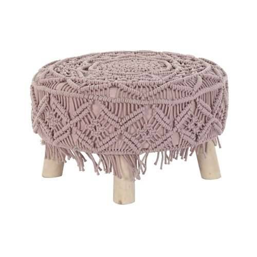 Naslonjač za Noge DKD Home Decor Prirodno Svetlo roza Drvo Boho makrame 53 x 53 x 31 cm Cijena