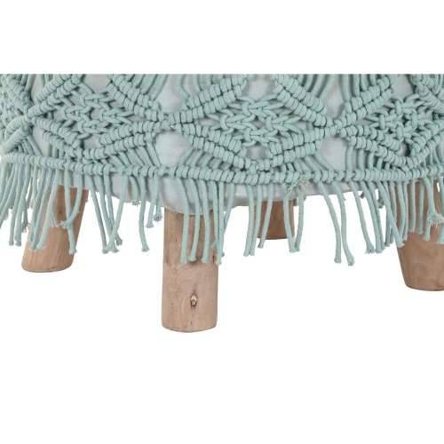 Naslonjač za Noge DKD Home Decor 53 x 53 x 31 cm Prirodno Drvo Smeđa Zelena 50 x 50 x 30 cm makrame Boho Cijena