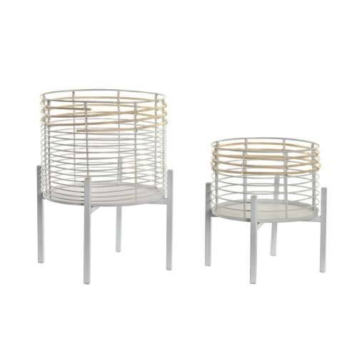 Set Tegli DKD Home Decor Bijela Prirodno Metal Ratan Kvadratno 25 x 25 x 32 cm (2 kom.) Cijena